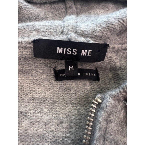 MISS ME Grey Star Print Zip Up lightweight Soft Jacket Women's Size Medium - Picture 4 of 9